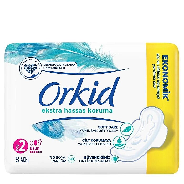 Orkid Extra Hassas Koruma Hijyenik Ped Uzun 8'li - 1