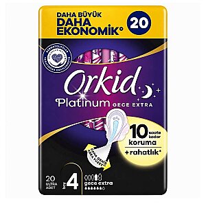 Orkid Platinum Dörtlü Paket Hijyenik Ped Gece Ekstra 20'li - Orkid