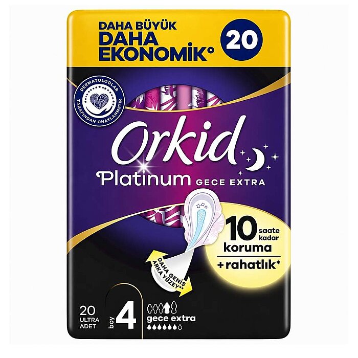 Orkid Platinum Dörtlü Paket Hijyenik Ped Gece Ekstra 20'li - 1