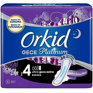 Orkid Platinum Hijyenik Ped Gece Extra Tekli Paket 6'lı 