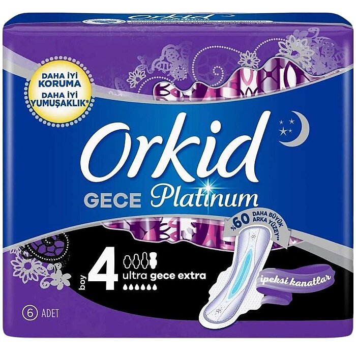 Orkid Platinum Hijyenik Ped Gece Extra Tekli Paket 6'lı - 1
