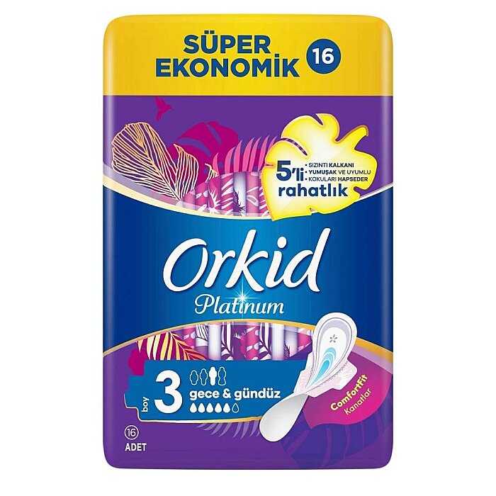 Orkid Platinum Hijyenik Ped Gece Süper Ekonomik Paket 16'lı - 1