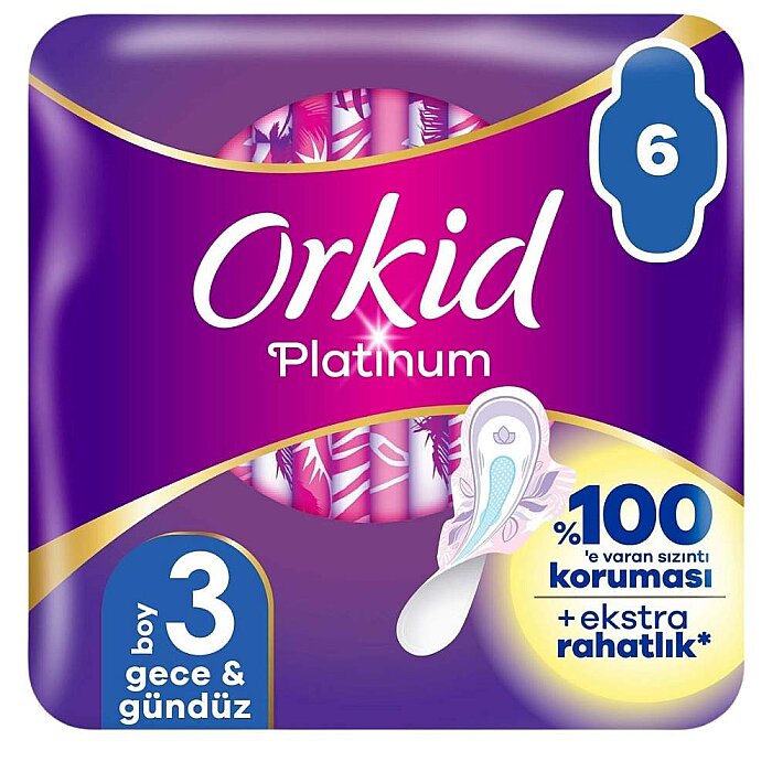 Orkid Platinum Hijyenik Ped Gece Tekli Paket 6'lı - 1