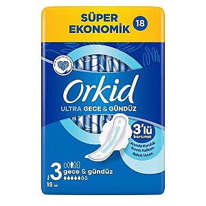 Orkid Ultra Extra Hijyenik Ped Gece Süper Ekonomik Paket 18'li - Orkid