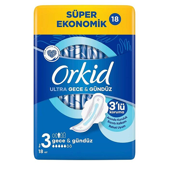 Orkid Ultra Extra Hijyenik Ped Gece Süper Ekonomik Paket 18'li - 1