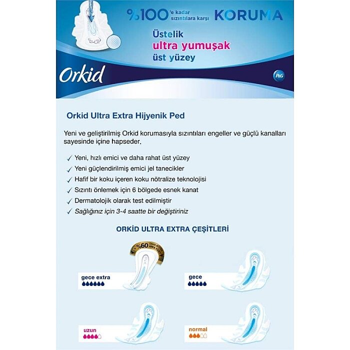 Orkid Ultra Extra Hijyenik Ped Uzun Tekli Paket 7'li - 7