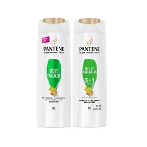 Pantene - Pantene Strength&Shine Şampuan 600 Ml + 3'ü 1 Arada Şampuan 350 Ml Set