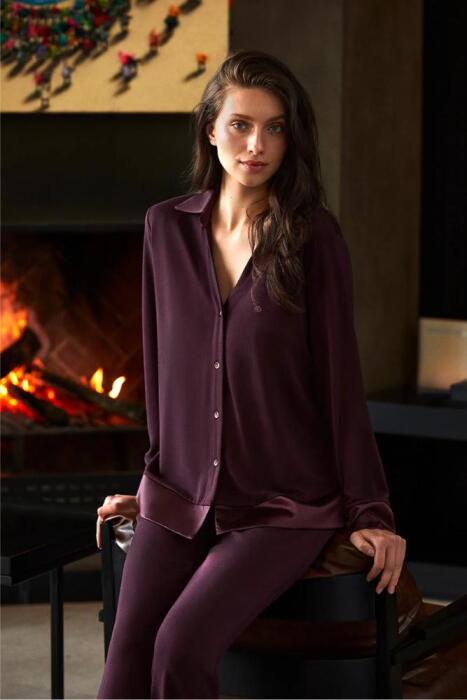 Penye Mood 9708 Kadın Pijama Takımı Bordo - 2