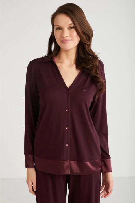Penye Mood 9708 Kadın Pijama Takımı Bordo - 3