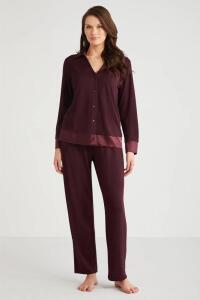 Penye Mood 9708 Kadın Pijama Takımı Bordo - 
