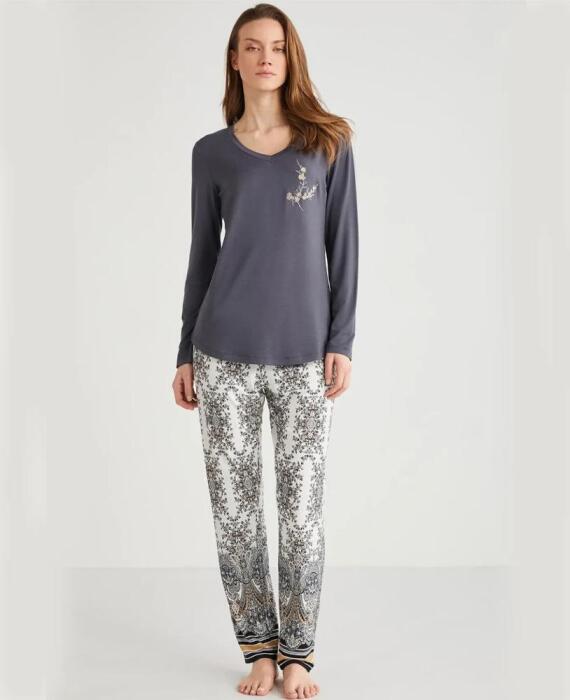 Penye Mood 9716 Kadın Pijama Takımı Antrasit - 1