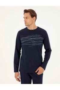 Pierre Cardin 6061 Erkek Penye Pijama Takımı Lacivert - 3