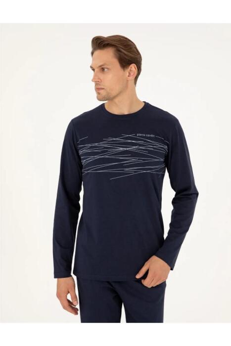Pierre Cardin 6061 Erkek Penye Pijama Takımı Lacivert - 3