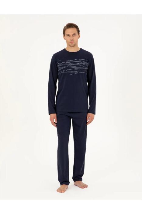 Pierre Cardin 6061 Erkek Penye Pijama Takımı Lacivert - 4