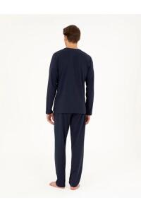 Pierre Cardin 6061 Erkek Penye Pijama Takımı Lacivert - 5