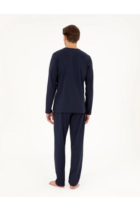 Pierre Cardin 6061 Erkek Penye Pijama Takımı Lacivert - 5