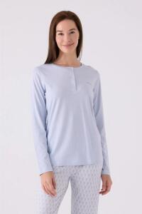 Pierre Cardin 8882-S Kadın Uzun Kollu Pijama Takımı Mavi - 2