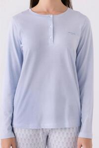 Pierre Cardin 8882-S Kadın Uzun Kollu Pijama Takımı Mavi - 4