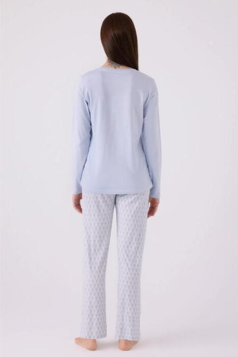 Pierre Cardin 8882-S Kadın Uzun Kollu Pijama Takımı Mavi - 5
