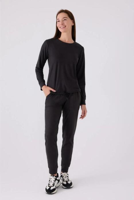 Pierre Cardin 8925-S-X Kadın Uzun Kollu Pijama Takımı Siyah - 1