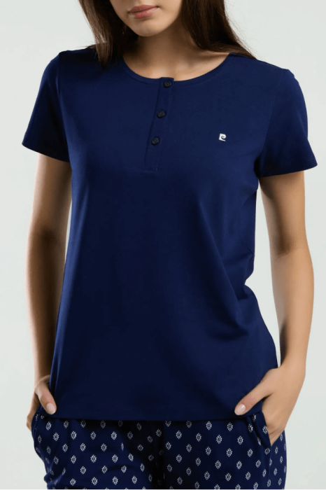 Pierre Cardin 8953-X Büyük Beden Bayan Pijama Takımı Lacivert - 4