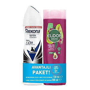 Rexona Invisible Black&White Deo + Elidor Güçlü Saçlar İçin Şampuan 200 Ml Set - Rexona