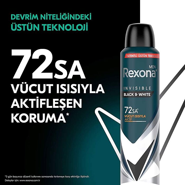 Rexona Men Black&White Invisible Erkek Deodorant 200 Ml - 2