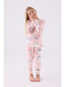 Roly Poly 3460-2 Kız Çocuk Uzun Kollu Pijama Takımı Açık Pembe - Roly Poly