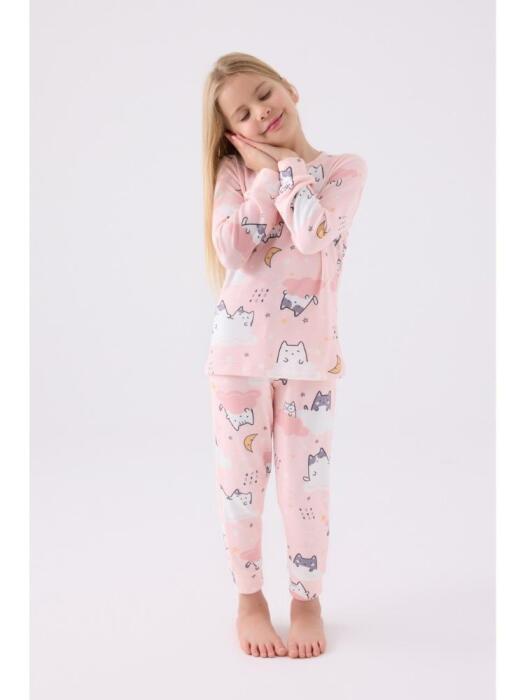 Roly Poly 3460-2 Kız Çocuk Uzun Kollu Pijama Takımı Açık Pembe - 1
