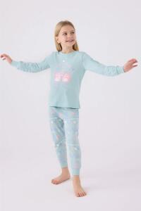 Roly Poly 3486-2 Kız Çocuk Uzun Pijama Takımı Su Yeşili - Roly Poly