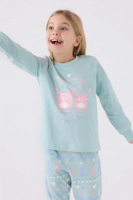 Roly Poly 3486-2 Kız Çocuk Uzun Pijama Takımı Su Yeşili - 2