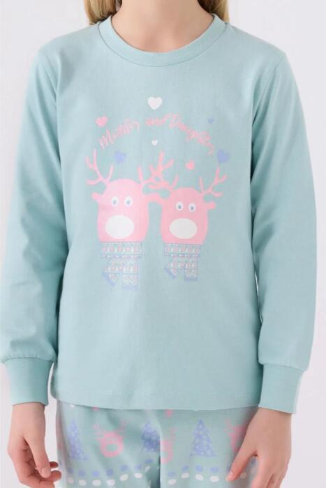 Roly Poly 3486-2 Kız Çocuk Uzun Pijama Takımı Su Yeşili - 4