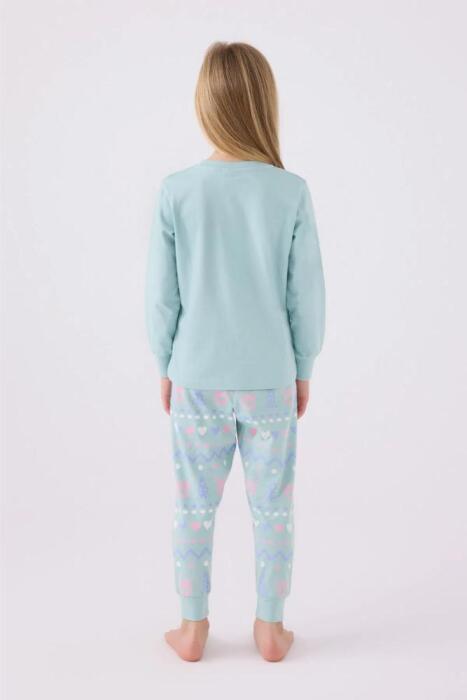 Roly Poly 3486-2 Kız Çocuk Uzun Pijama Takımı Su Yeşili - 5