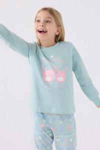 Roly Poly 3486-2 Kız Çocuk Uzun Pijama Takımı Su Yeşili - 2