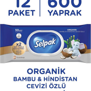 Selpak Organik Bambu & Hindistan Cevizi Özlü Islak Mendil 50'li - 2