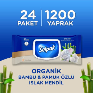 Selpak Organik Bambu & Pamuk Özlü Islak Mendil 50'li - 2