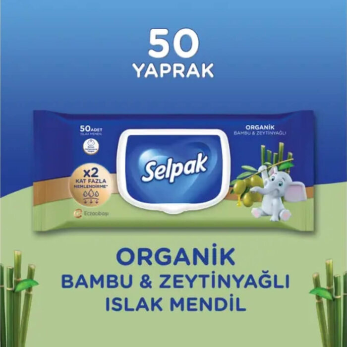 Selpak Organik Bambu & Zeytinyağı Özlü Islak Mendil 50'li - 3
