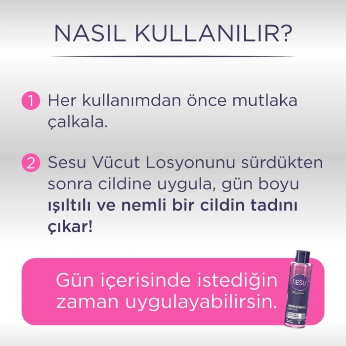 Sesu Simli Vücut Bakım Yağı 150 Ml