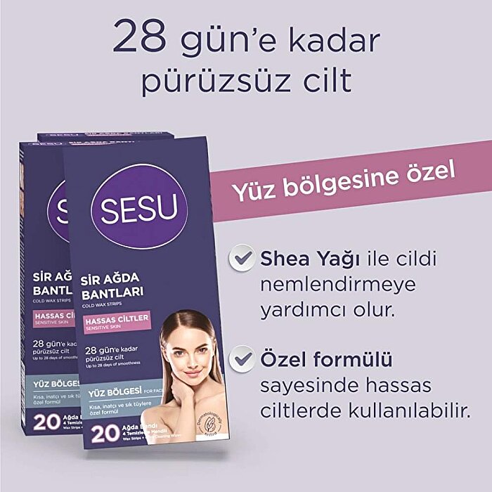 Sesu Soğuk Ağda Bandı Yüz İçin Hassas Cilt 20'li - 3