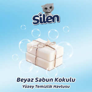 Silen Beyaz Sabun Kokulu Yüzey Temizleyici Mendil 100'lü - 3