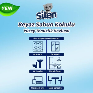 Silen Beyaz Sabun Kokulu Yüzey Temizleyici Mendil 100'lü - 5
