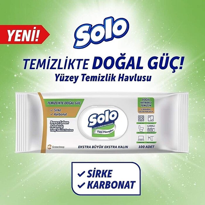 Solo Beyaz Sabun Yüzey Temizlik Mendili 100'lü - 3