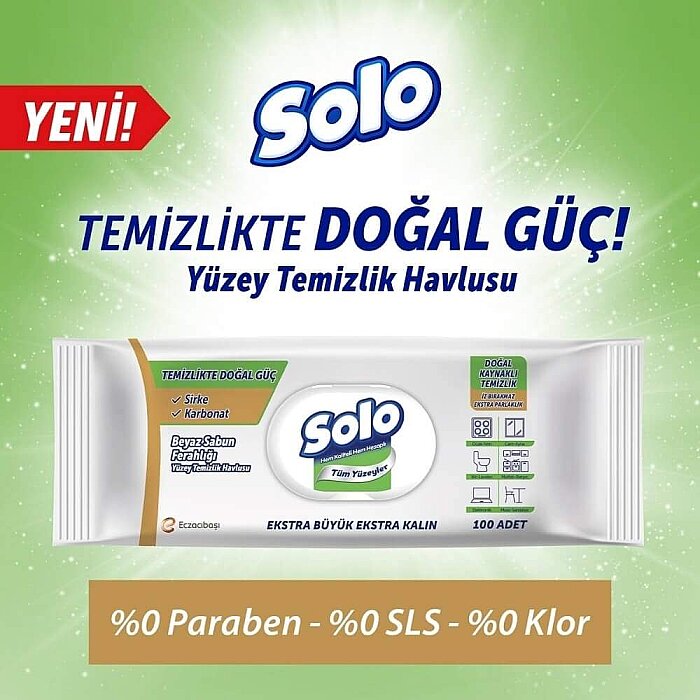 Solo Beyaz Sabun Yüzey Temizlik Mendili 100'lü - 2