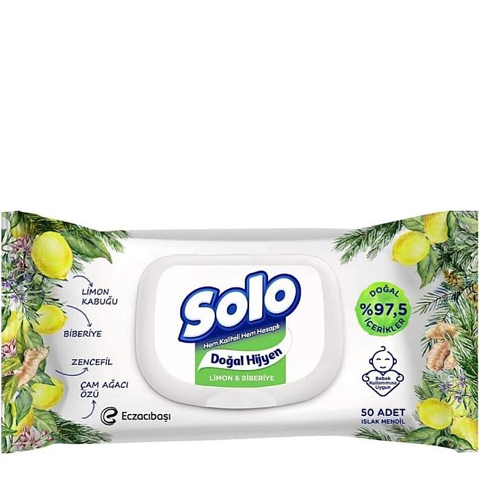Solo Islak Havlu Doğal Hijyen Biberiye&Limon 3X50 - 1