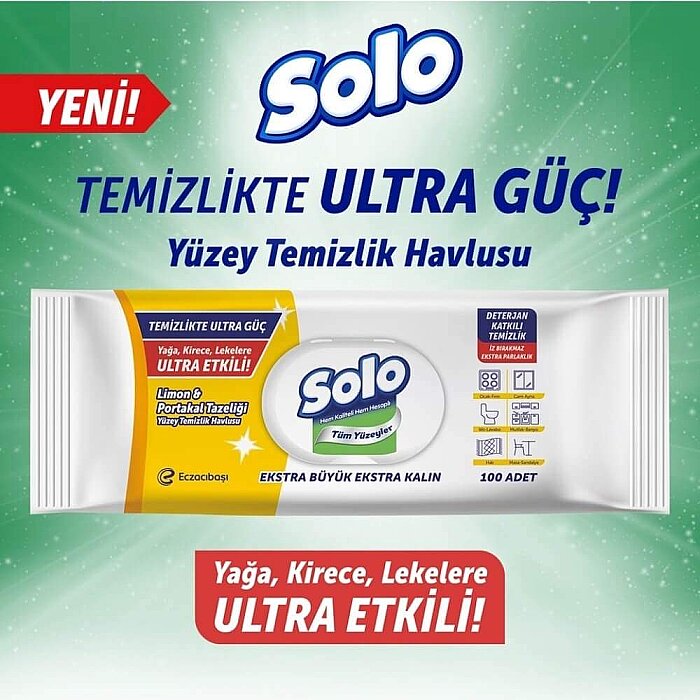 Solo Limon&Portakal Yüzey Temizleme Mendili 100'lü - 3