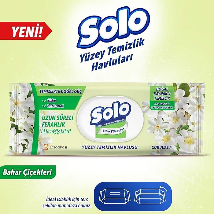 Solo Yüzey Temizleme Mendili 100'lü Bahar Çiçekleri - 2