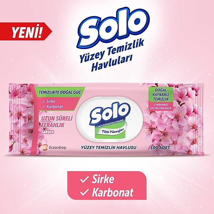 Solo Yüzey Temizleme Mendili 100'lü Kiraz Çiçeği - 3