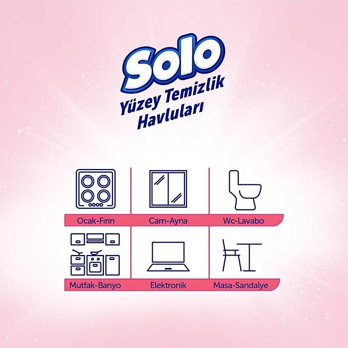 Solo Yüzey Temizleme Mendili 100'lü Kiraz Çiçeği - 5