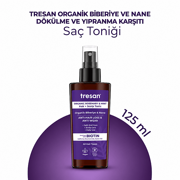 Tresan Organik Biberiye & Nane Dökülme ve Yıpranma Karşıtı Saç Toniği 125 Ml - 4