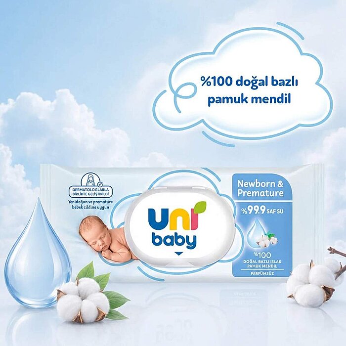 Uni Baby Newborn&Premature Islak Havlu 3X40'lı - 5